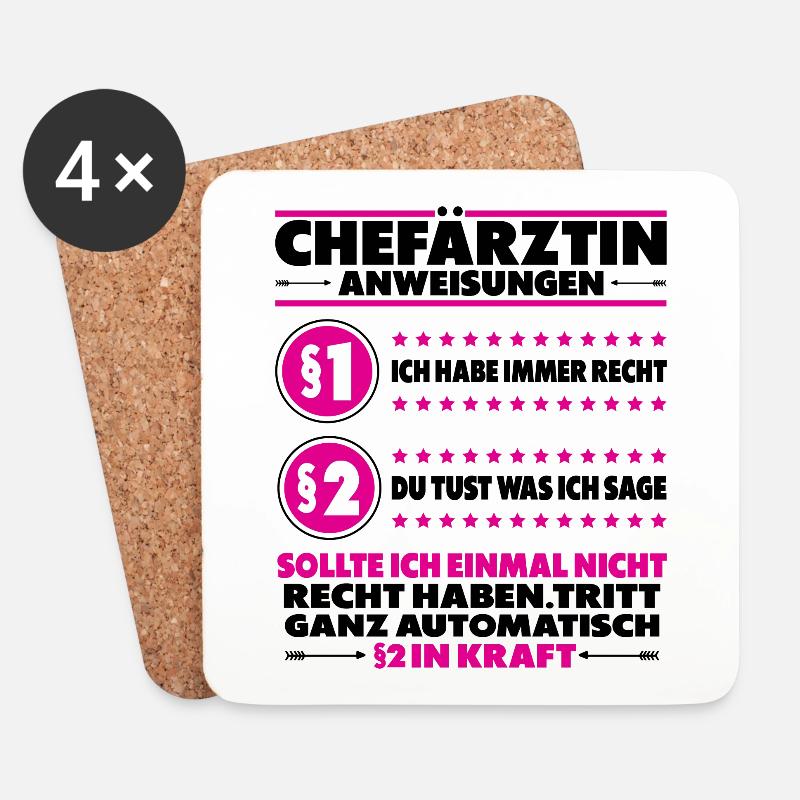 Chefin Ärztin Chefärztin Sprüche Lustige Spruch - Untersetzer (4er-Set) - Weiß