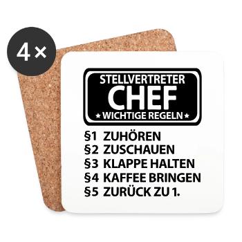 Stellvertreter Chef Stellvertretung Wichtige Regel - Untersetzer (4er-Set) - Weiß - Vorne