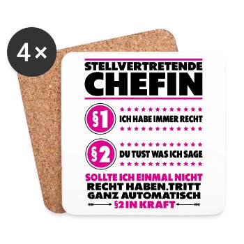 Stellvertretende Chefin Stellvertretung Immer Rech - Untersetzer (4er-Set) - Weiß - Vorne
