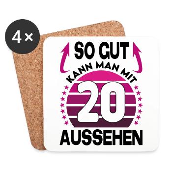 Geburtstag 20 Jahre So gut aussehen Retro Vintage - Untersetzer (4er-Set) - Weiß - Vorne