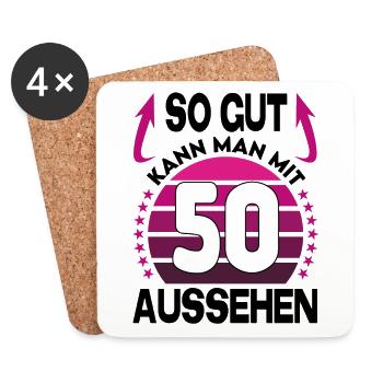 Geburtstag 50 Jahre So gut aussehen Retro Vintage - Untersetzer (4er-Set) - Weiß - Vorne
