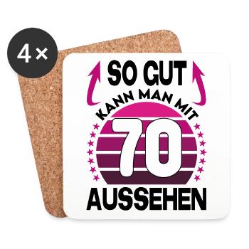 Geburtstag 70 Jahre So gut aussehen Retro Vintage - Untersetzer (4er-Set) - Weiß - Vorne