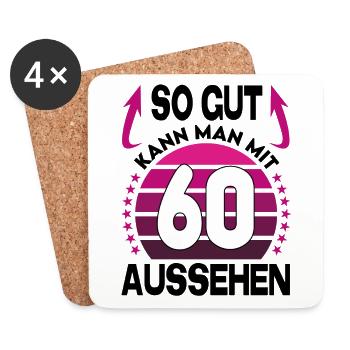 Geburtstag 60 Jahre So gut aussehen Retro Vintage - Untersetzer (4er-Set) - Weiß - Vorne