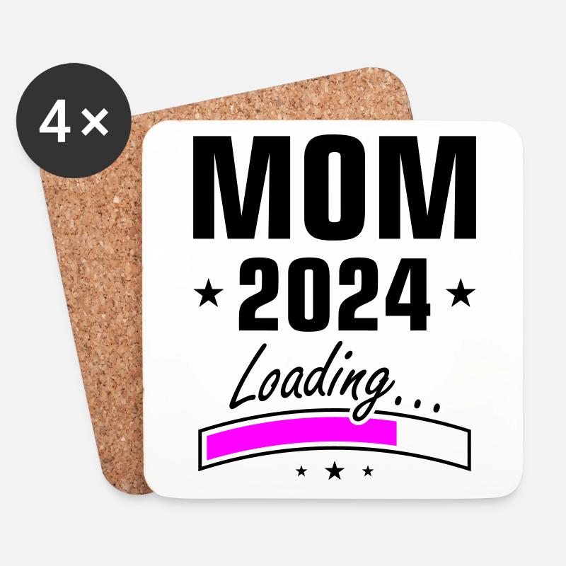 Mama 2024 Loading Mom - Untersetzer (4er-Set) - Weiß