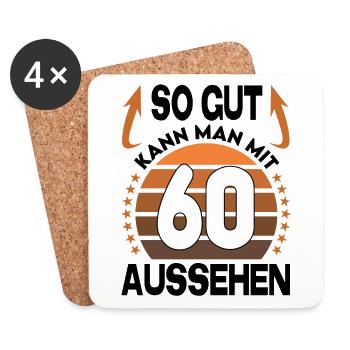 Geburtstag 60 Jahre So gut aussehen Retro Vintage - Untersetzer (4er-Set) - Weiß - Vorne