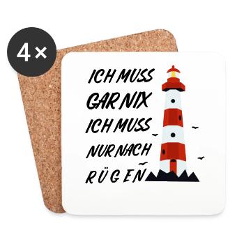 Ich muss gar nix ich muss nur nach Rügen - Untersetzer (4er-Set) - Weiß - Vorne