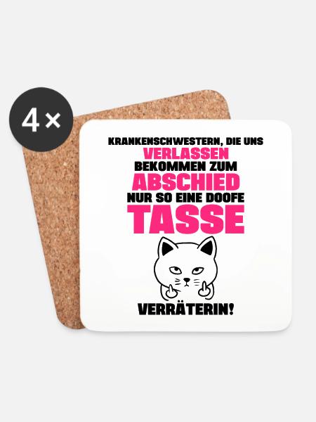 Abschiedsgeschenk für Kollegin Krankenschwester - Untersetzer (4er-Set) - Weiß