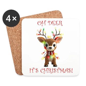 Design de Noël des rennes - Dessous de verre (lot de 4) - blanc - Devant