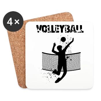 Un joueur de volleyball art abstrait sport - Dessous de verre (lot de 4) - blanc - Devant