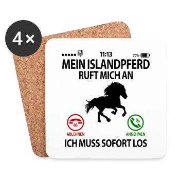 Islandpferdefreunde Islandpferd lustige Sprüche - Untersetzer (4er-Set) - Weiß - Vorne