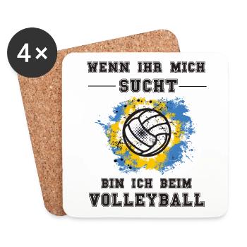Wenn Ihr mich sucht bin ich beim Volleyball Sprüch - Untersetzer (4er-Set) - Weiß - Vorne