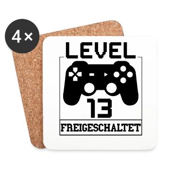 3 Level Freigeschaltet Gamer Spruch Geburtstag 13 - Untersetzer (4er-Set) - Weiß - Vorne