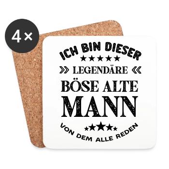 Ich bin dieser Legendäre Böse Mann lustiger Spruch - Untersetzer (4er-Set) - Weiß - Vorne
