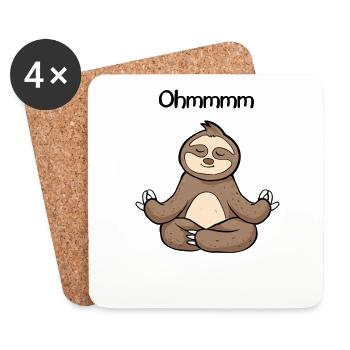 Ohmmm Un mignon Yoga paresseux paresseux paresseux - Dessous de verre (lot de 4) - blanc - Devant