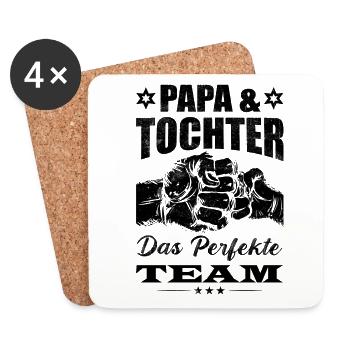 Papa und Tochter das perfekte Team Spruch - Untersetzer (4er-Set) - Weiß - Vorne