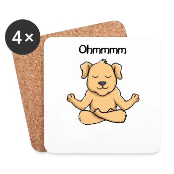 Ohmmm un chien de yoga chien de yoga - Dessous de verre (lot de 4) - blanc - Devant