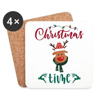Frohe Weihnachten ein Elch Rentier Christmas time - Untersetzer (4er-Set) - Weiß - Vorne