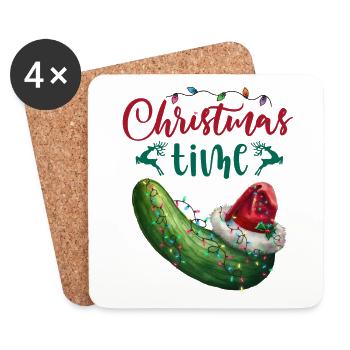 Frohe Weihnachten lustige Weihnacht Gurke - Untersetzer (4er-Set) - Weiß - Vorne