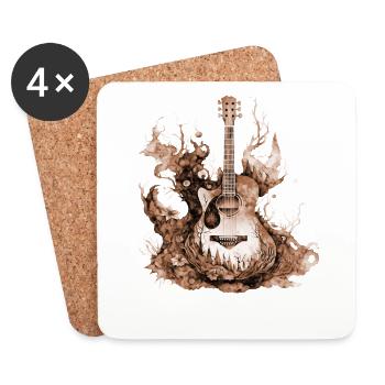 Eine schöne Musik Gitarre gemalt in Wasserfarben - Untersetzer (4er-Set) - Weiß - Vorne