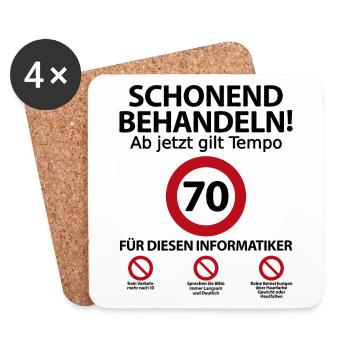 70 Geburtstag Informatiker Geburtstagsgeschenk - Untersetzer (4er-Set) - Weiß - Vorne