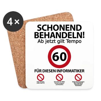60 Geburtstag Informatiker Geburtstagsgeschenk - Untersetzer (4er-Set) - Weiß - Vorne