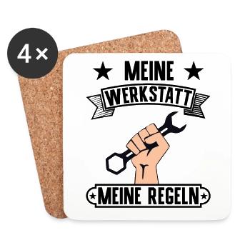 Meine Werkstatt meine Regeln Werkzeuge Handwerker - Untersetzer (4er-Set) - Weiß - Vorne