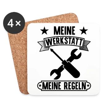 Meine Werkstatt meine Regeln Werkzeuge Handwerker - Untersetzer (4er-Set) - Weiß - Vorne