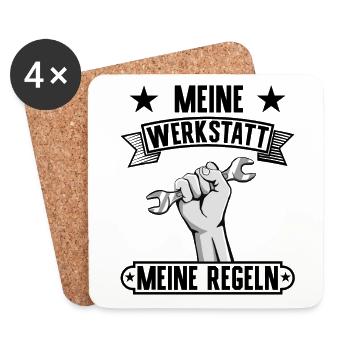 Meine Werkstatt meine Regeln Werkzeuge Handwerker - Untersetzer (4er-Set) - Weiß - Vorne