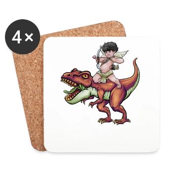 Cupid Armor T Rex Heart Valentinstag Cupid Rex - Untersetzer (4er-Set) - Weiß - Vorne