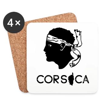Corsica Insel mit Karte Frankreich mit Piratenkopf - Untersetzer (4er-Set) - Weiß - Vorne