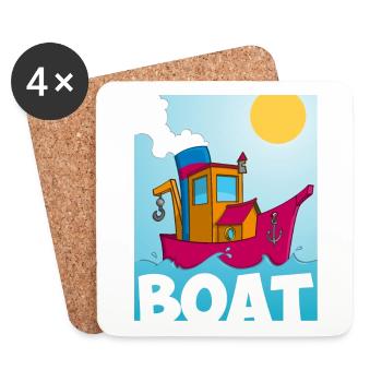 Buntes Bild eines lustigen Schleppers - Untersetzer (4er-Set) - Weiß - Vorne