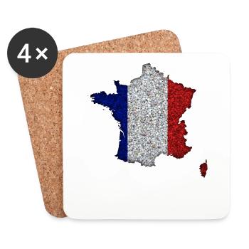 France and Corsica Map France Map - Coasters (set of 4) - white - Front
