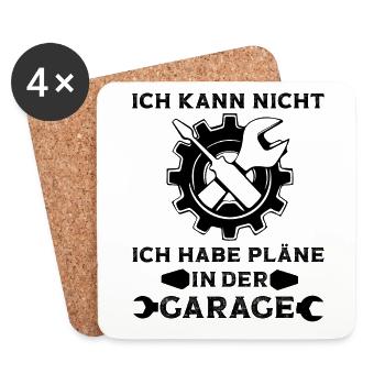 Ich kann nicht ich habe Pläne in der Garage Auto - Untersetzer (4er-Set) - Weiß - Vorne