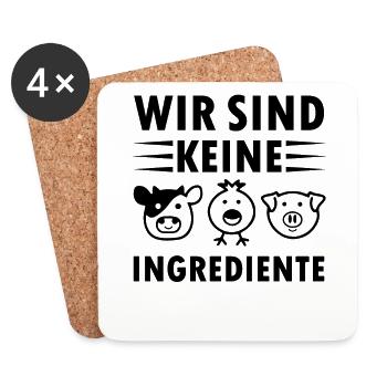Wir sind keine Ingrediente Tiere für Veganer Vegan - Untersetzer (4er-Set) - Weiß - Vorne