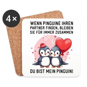 Wenn Pinguine Ihren Partner finden Liebessprüche - Untersetzer (4er-Set) - Weiß - Vorne