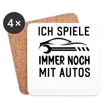 Ich spiele immer noch mit Autos KFZ Auto Sprüche - Untersetzer (4er-Set) - Weiß - Vorne