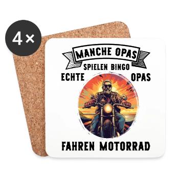 Echte Opas fahren Motorrad lustige Opa Sprüche - Untersetzer (4er-Set) - Weiß - Vorne