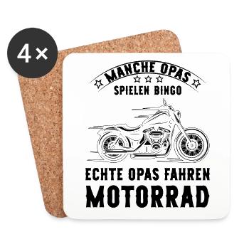 Manche Opas spielen Karten echte Opas fahren Motor - Untersetzer (4er-Set) - Weiß - Vorne