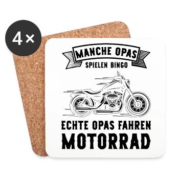 Manche Opas spielen Karten echte Opas fahren Motor - Untersetzer (4er-Set) - Weiß - Vorne