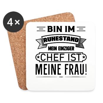 Ich bin im Ruhestand mein einziger Chef ist Frau - Untersetzer (4er-Set) - Weiß - Vorne
