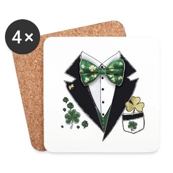 St. Patrick's Day Tuxedo Leprechaun Costume - Coasters (set of 4) - white - Front