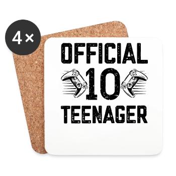 Officially teenager 10 years old for gamers 10 years old - Coasters (set of 4) - white - Front