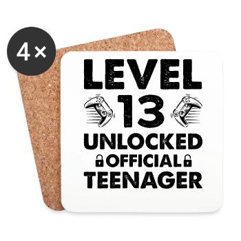 Niveau officiel de l’adolescent 13 débloqué pour les joueurs 13 - Dessous de verre (lot de 4) - blanc - Devant