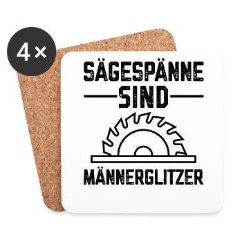 Sägespäne sind Männers Glitzer Tischler Sprüche - Untersetzer (4er-Set) - Weiß - Vorne