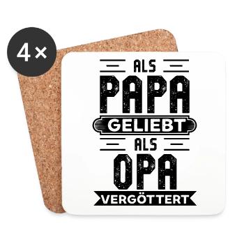 Als Papa geliebt als Opa vergöttert Grossvater - Untersetzer (4er-Set) - Weiß - Vorne