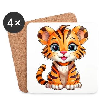Petit Tigre - Dessous de verre (lot de 4) - blanc - Devant