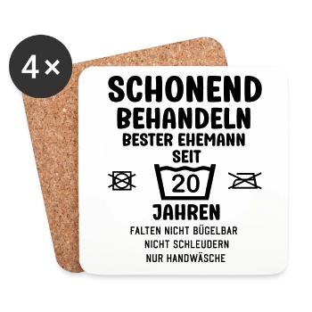 Bitte schonend behandeln 20 Jahre Verheiratet - Untersetzer (4er-Set) - Weiß - Vorne