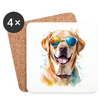 Labrador Retriever Sunglasses Dog Design Print - Coasters (set of 4) - white - Front