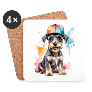Zwergschnauzer Snapback Cap Hund Tier Design Print - Untersetzer (4er-Set) - Weiß - Vorne