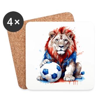 Lion Football Colorful Croatia Animal Design Print - Coasters (set of 4) - white - Front